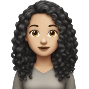 White girl with black curly long hair sticker