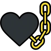 Black heart with metal chain attached sticker