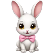Baby bunny with coquette bow on ear sticker