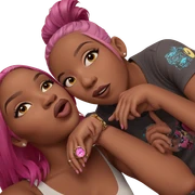 girls with pink hair watch sticker