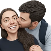 happy couple outdoors kissing sticker