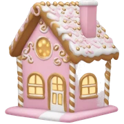 light pink and gold and white gingerbread house sticker