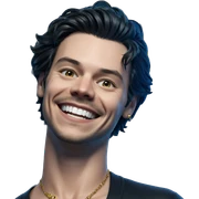 smiling boy with necklace sticker