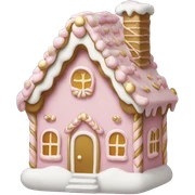 light pink and gold and white gingerbread house sticker