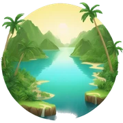 paradise wiht lakes and nature sticker