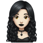 goth girl pale, black long hair sticker