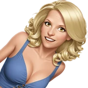smiling blonde girl with cleavage sticker