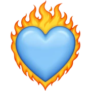 Blue heart with fire sticker