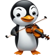 Penguin with violin sticker