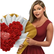 girl in red dress with roses sticker