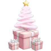 Light pink Christmas gifts under a white Christmas tree  sticker