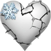 White heart with a fracture and snowflakes sticker