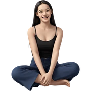 smiling girl with long hair sticker