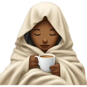 girl inside a blanket sipping coffee eyes closed sticker