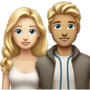 young male with dark blonde hair and blue eyes with his girlfriend with bright long blonde hair and blue eyes sticker