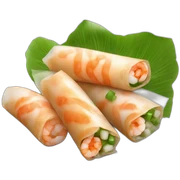 Vietnamese spring roll with a shrimp and green onion sticker