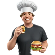 smiling chef with burger cup sticker