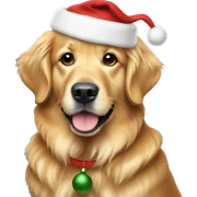 Golden retriever with a Christmas outfit  sticker