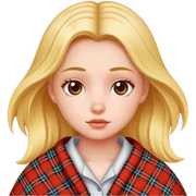 A girl covered with a plaid sticker