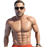 muscular boy by the pool sticker