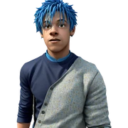 blue haired boy in jacket sticker