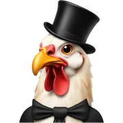Giant chicken in a top hat sticker