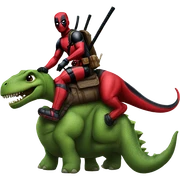Deadpool on a dinosaur  sticker