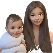 smiling girl with boy sticker