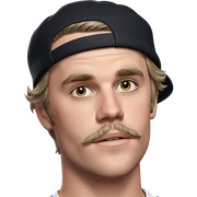 boy with mustache in hat sticker