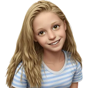 smiling girl in striped shirt sticker