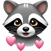 Cute Raccoon with hearts sticker