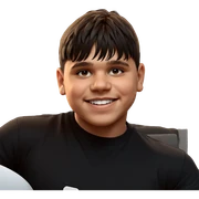 smiling boy in black shirt sticker