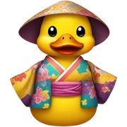 Yellow Duck in a kimono sticker