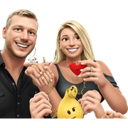 smiling couple with jewelry sticker