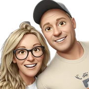 happy duo in casual attire sticker