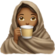girl inside a blanket sipping coffee eyes closed sticker