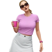 girl in pink shirt holding cup sticker