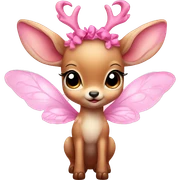 baby deer with fairy wings and a pink bow around its neck  sticker