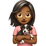 Girl holding dog sticker