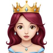 Beautiful long burgundy haired girl wearing a princess crown sticker