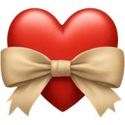 red heart with beige bow sticker