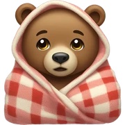 bear cozy in blanket sticker
