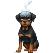 Rottweiler with Shampoo on his head  sticker