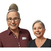 happy old couple with glasses sticker