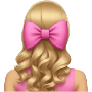 A pink bow in dark blond hair from the back  sticker