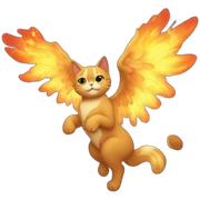 Gato con alas en un cielo de fuego sticker