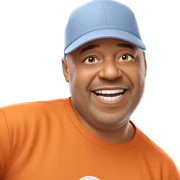 smiling boy in orange shirt sticker