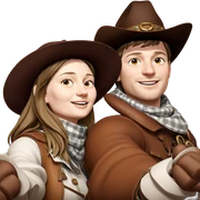 smiling cowboy couple portrait sticker