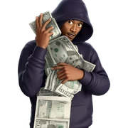 boy holding money newspaper sticker