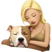 blonde girl sleeping with a blonde pitbull  sticker